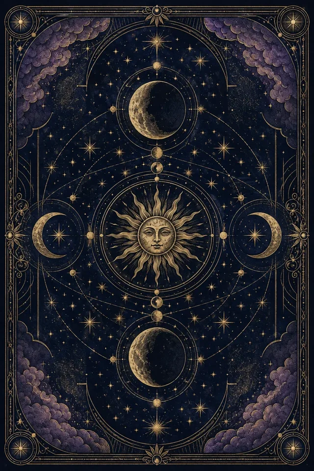 Gold celestial tarot card back