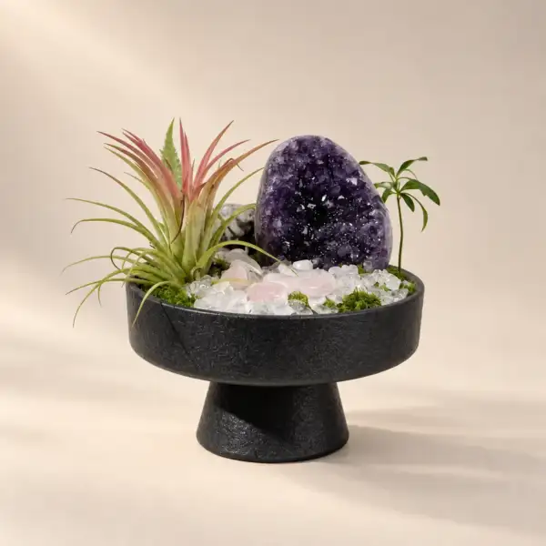 Violet Cloud Amethyst Garden on a warm ivory background