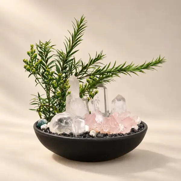 Quiet Rose Crystal Bowl on a warm ivory background