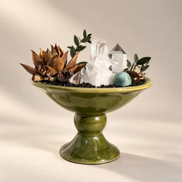 Emerald Valley Crystal Chalice on a warm ivory background