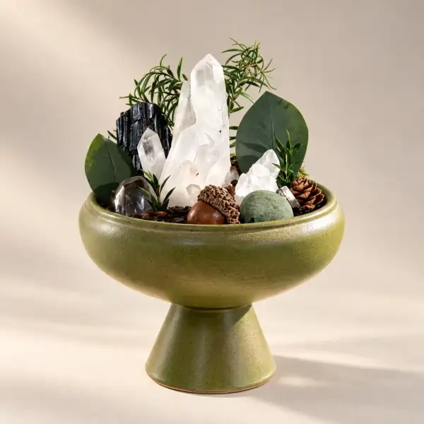 Wildwood Crystal Pedestal on a warm ivory background