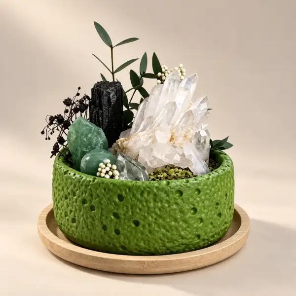 Green Haven Quartz Garden on a warm ivory background