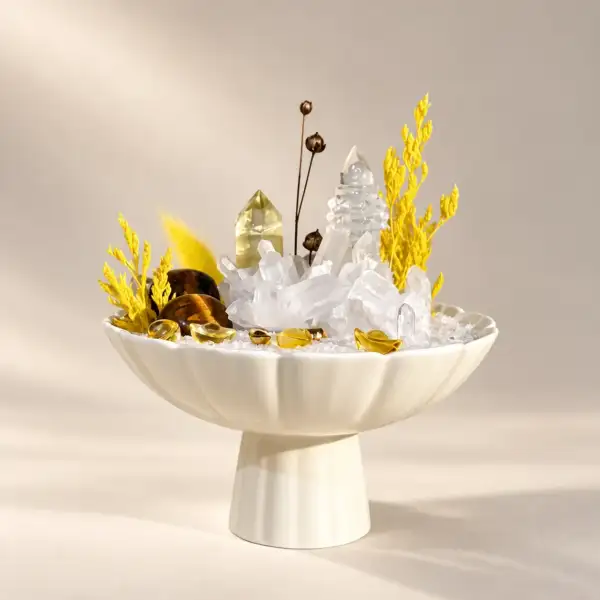 Ivory Light Crystal Dish on a warm ivory background
