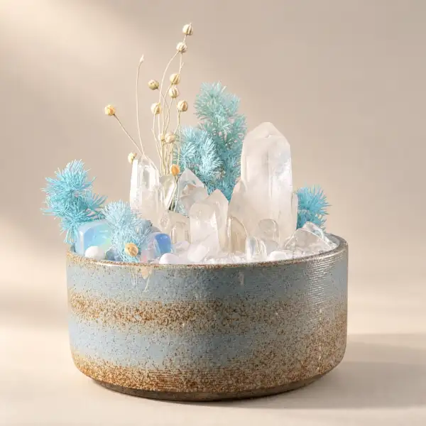 White Island Quartz Garden on a warm ivory background