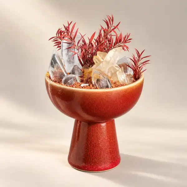 Red Earth Crystal Landscape on a warm ivory background