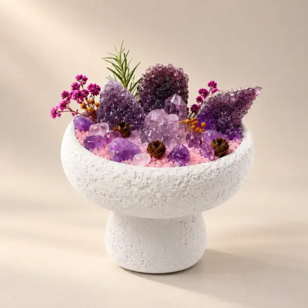 Snow Porcelain Crystal Pedestal on a warm ivory background