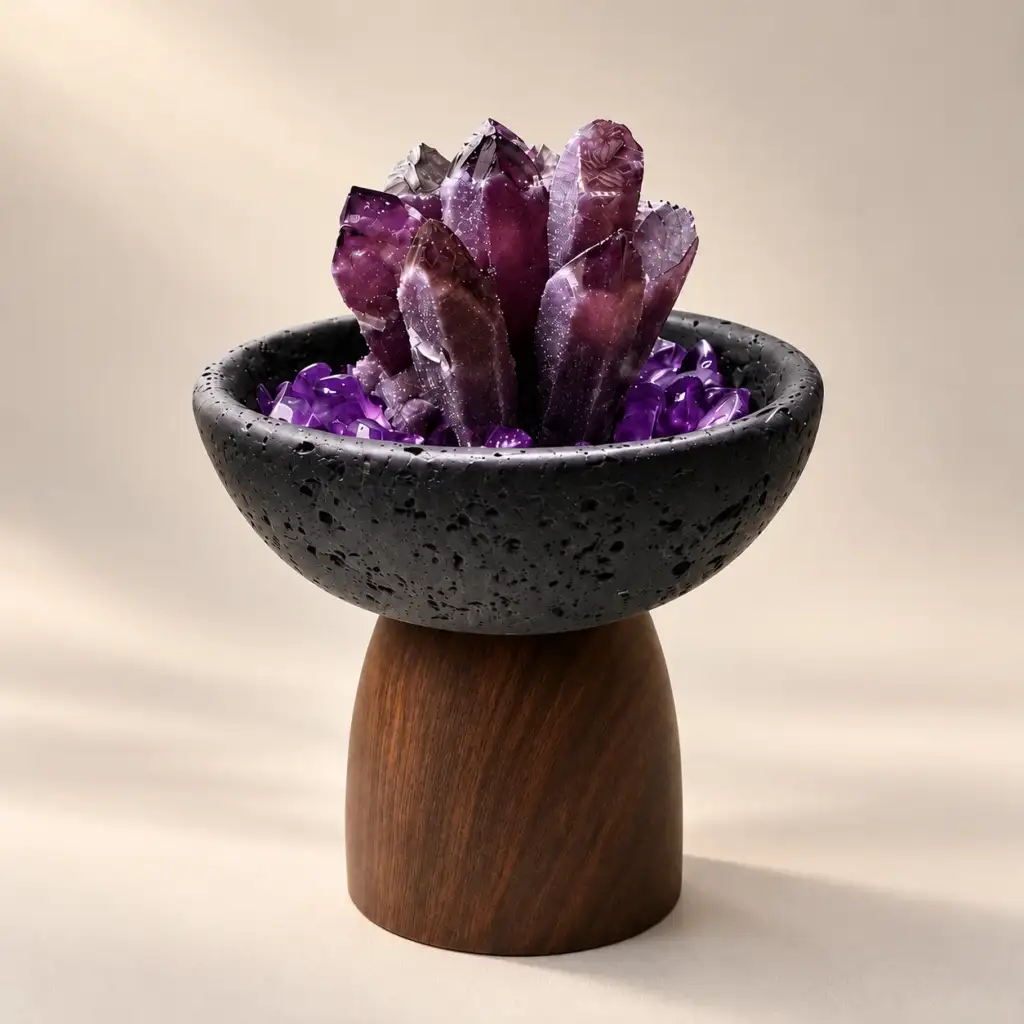 Amethyst Woodstand Crystal Bowl